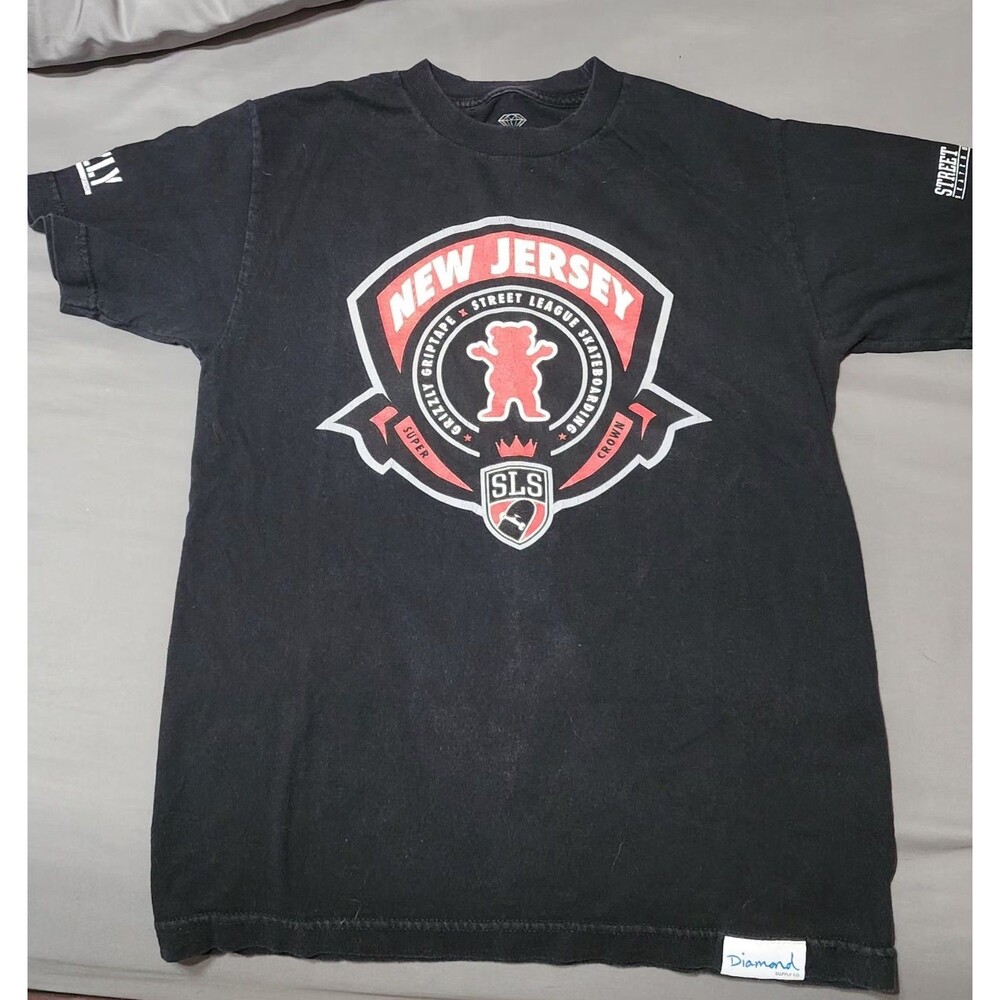 Diamond Supply Co x Grizzly Grip Tape T Shirt Men's Small Black Made in USA